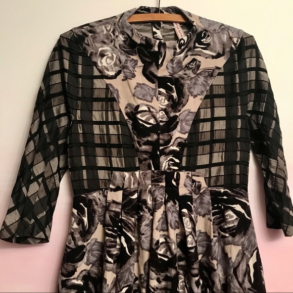 Antonio Marras Dark Floral Checkered Dress Sz 44 - Picture 2 of 15